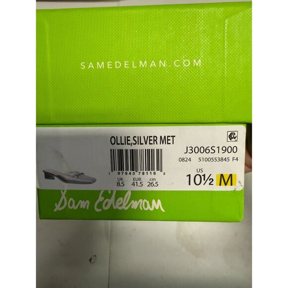 Sam Edelman Women's Ollie Square Toe Mule Soft Silver Size 10.5 NEW - Picture 7 of 7